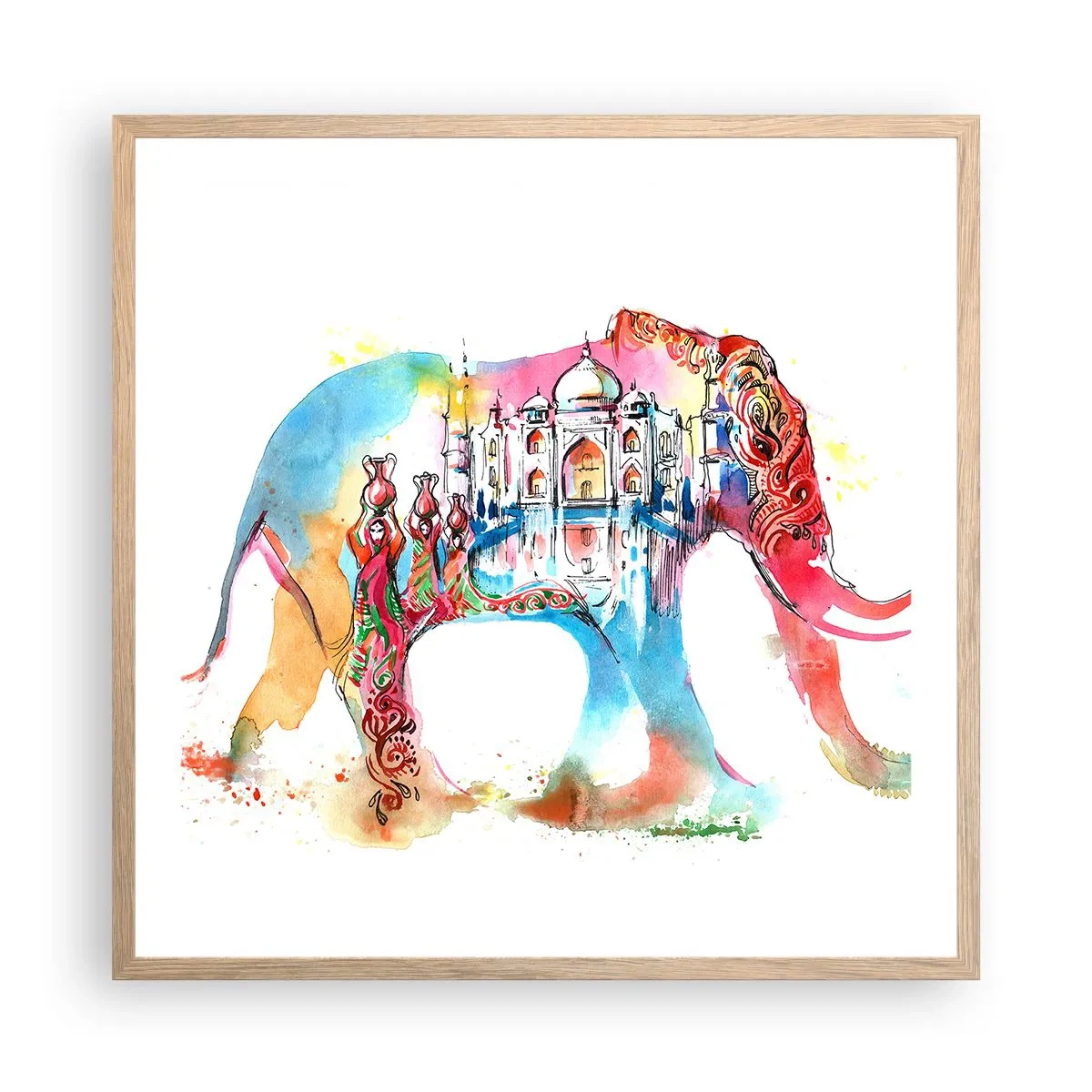 Affiche dans un chêne clair - Poster - Inde - l'aura de l'amour - 60x60 cm