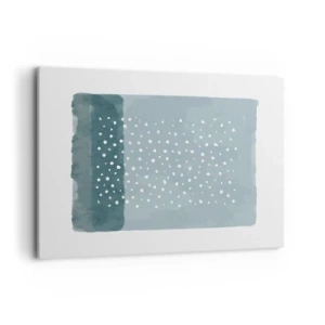 Impression sur toile - Image sur toile - Une peinture minimaliste dans des tons de bleu avec des pois - 100x70cm - Évolution de bleus - Décoration murale moderne pour le salon et la chambre ARTTOR