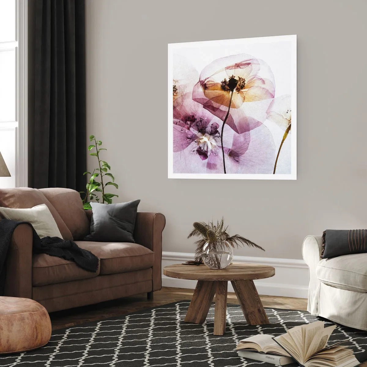 Affiche - Poster - Corps de fleurs transparente - 40x40 cm