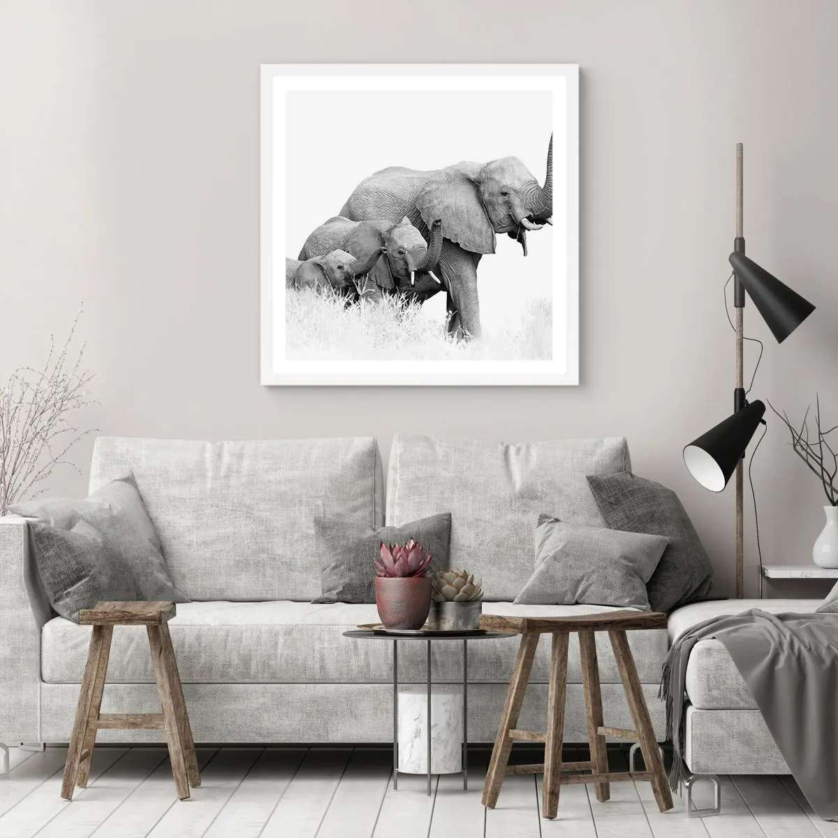 Affiche dans un cadre blanc - Poster - Un, deux, trois - 30x30 cm