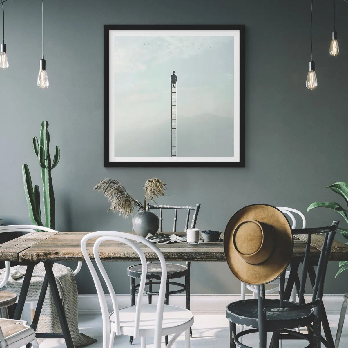 Affiche dans un cadre noir - Poster - Se soulever au-dessus - 40x40 cm