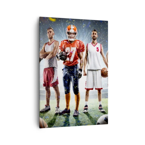 Impression sur toile - Image sur toile - Une scène dynamique d'athlètes de diverses disciplines dans le stade sous les projecteurs - 70x100cm - Gladiateurs des champs - Décoration murale moderne pour le salon et la chambre ARTTOR