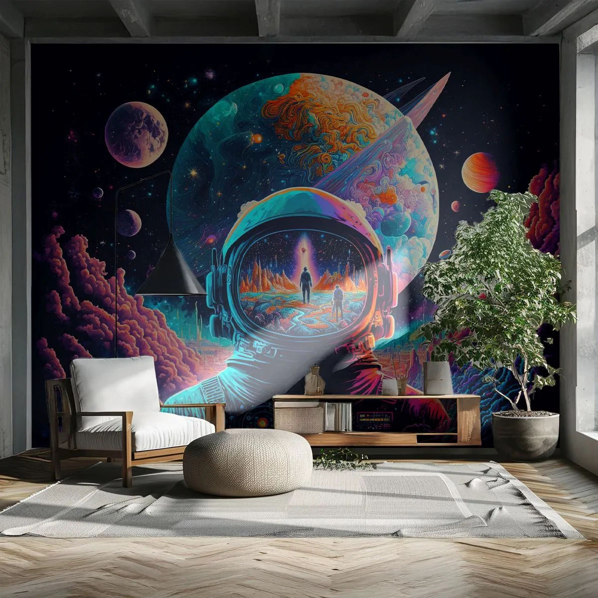 Papier Peint Photo Premium Sand - Les philosophes n'en ont pas rêvé - Astronaute, Futuriste, Cosmos - 250x175 cm