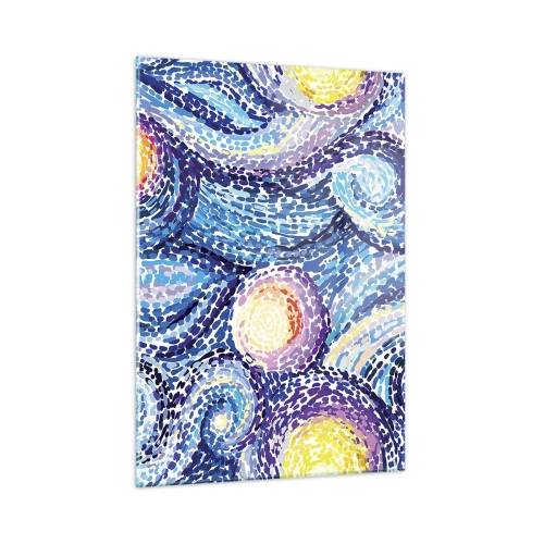Impression sur verre - Image sur verre - Une interprétation abstraite de la nuit étoilée aux couleurs intenses - 50x70cm - D'après un tableau de van Gogh - Décoration murale moderne pour le salon et la chambre ARTTOR