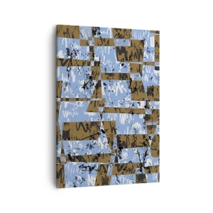 Impression sur toile - Image sur toile - Une composition abstraite de rectangles dans des tons de marron et de bleu. - 50x70cm - Une découpe non humaine - Décoration murale moderne pour le salon et la chambre ARTTOR