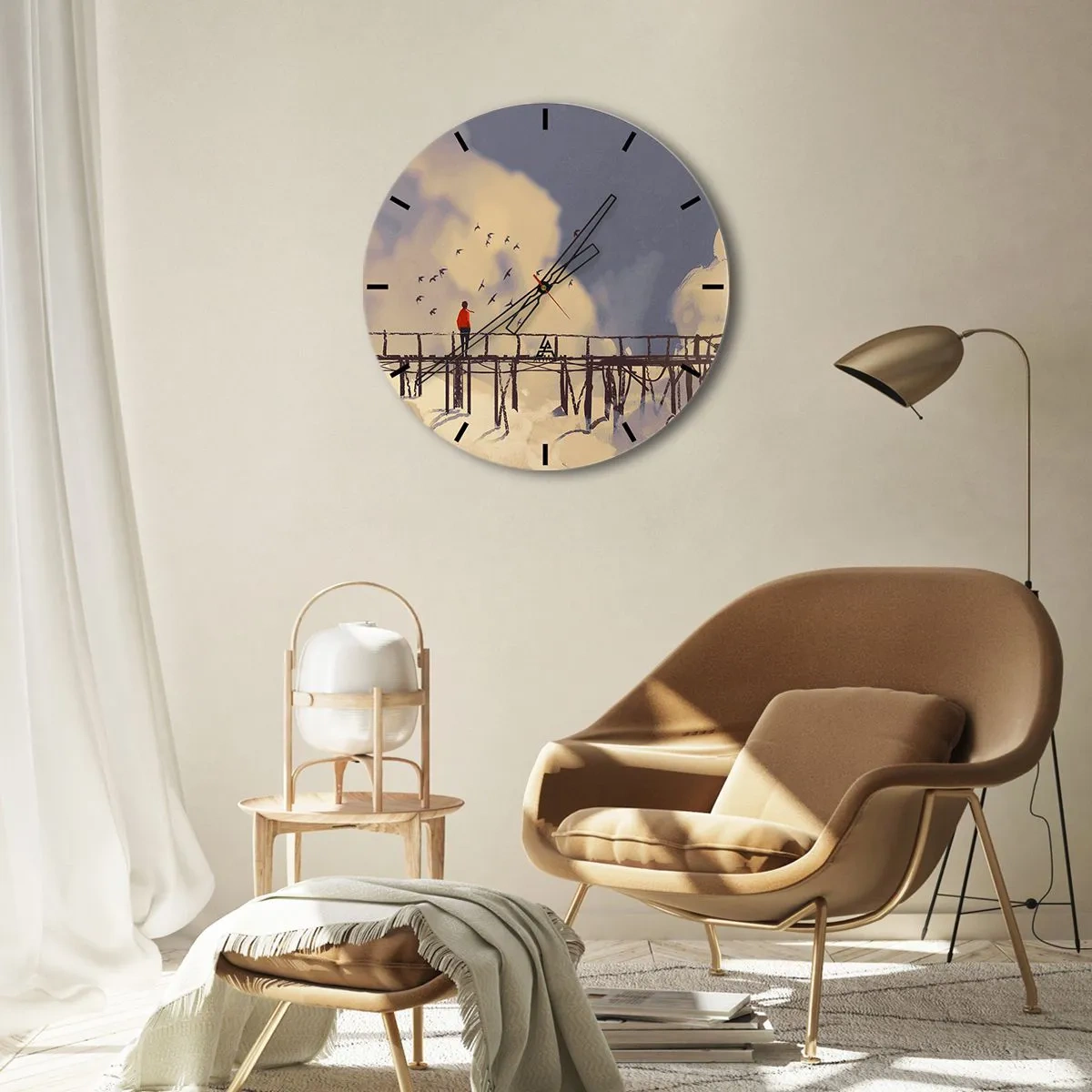 Horloge murale - Pendule murale - Bleu nostalgie - 30x30 cm