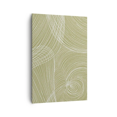 Impression sur toile - Image sur toile - Lignes vertes et blanches dans une composition abstraite - 70x100cm - Abstraction complexe de blanc - Décoration murale moderne pour le salon et la chambre ARTTOR