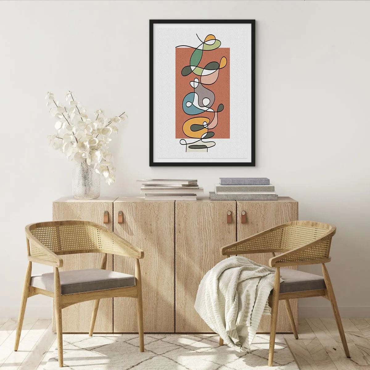 Affiche dans un cadre noir - Poster - Abstraction : danse colorée - 70x100 cm