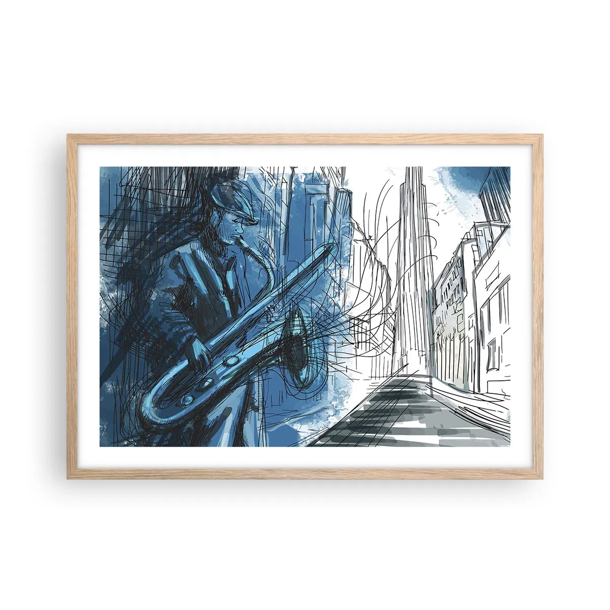 Affiche dans un chêne clair - Poster - Rhapsodie urbaine - 70x50 cm