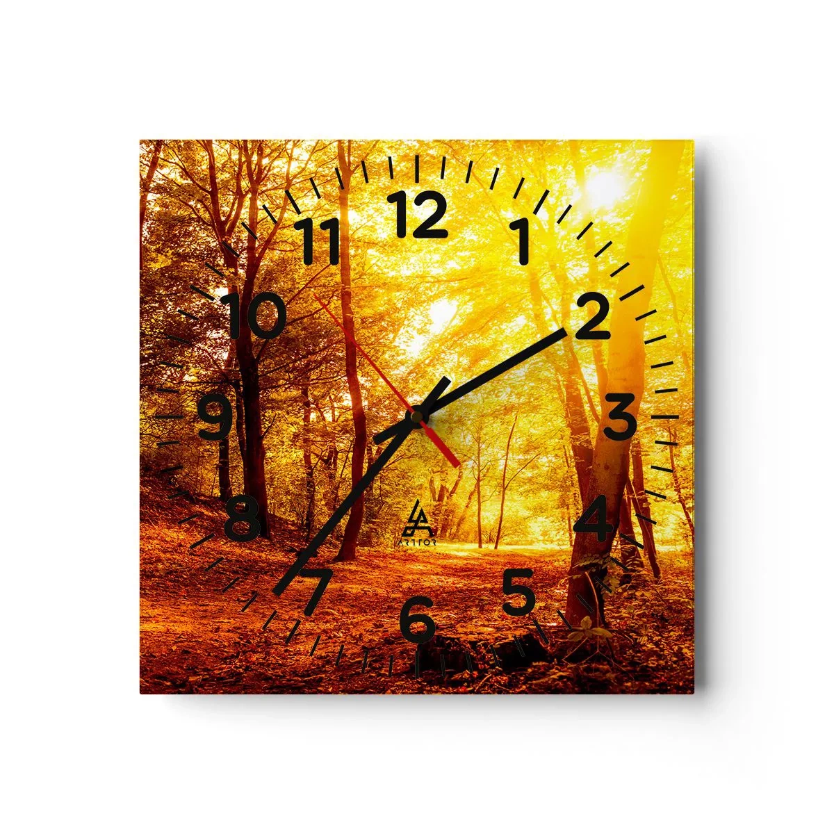 Horloge murale - Pendule murale - Vers la clairière dorée - 40x40 cm