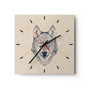 Horloge murale - Pendule murale - Un loup géométrique sur fond clair avec des motifs minimalistes. - 30x30cm - Un alpha au regard pénétrant - Décoration murale moderne pour le salon et la chambre ARTTOR