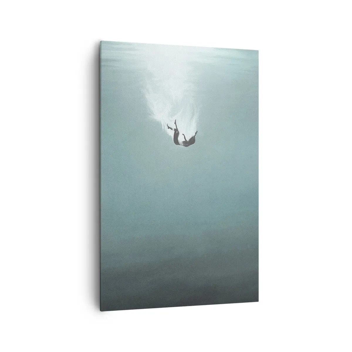 Impression sur toile - Image sur toile - Une silhouette immergée dans une eau turquoise profonde - 80x120cm - Dans les bras de l'océan - Décoration murale moderne pour le salon et la chambre ARTTOR