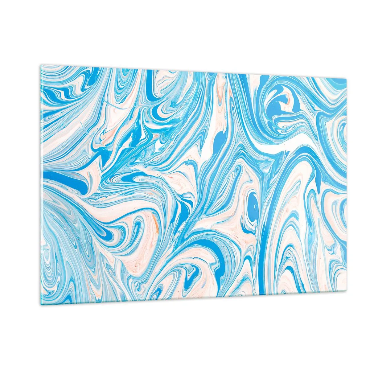 Impression sur verre - Image sur verre - Motif abstrait dans les tons turquoise et beige - 120x80cm - Bassin turquoise - Décoration murale moderne pour le salon et la chambre ARTTOR