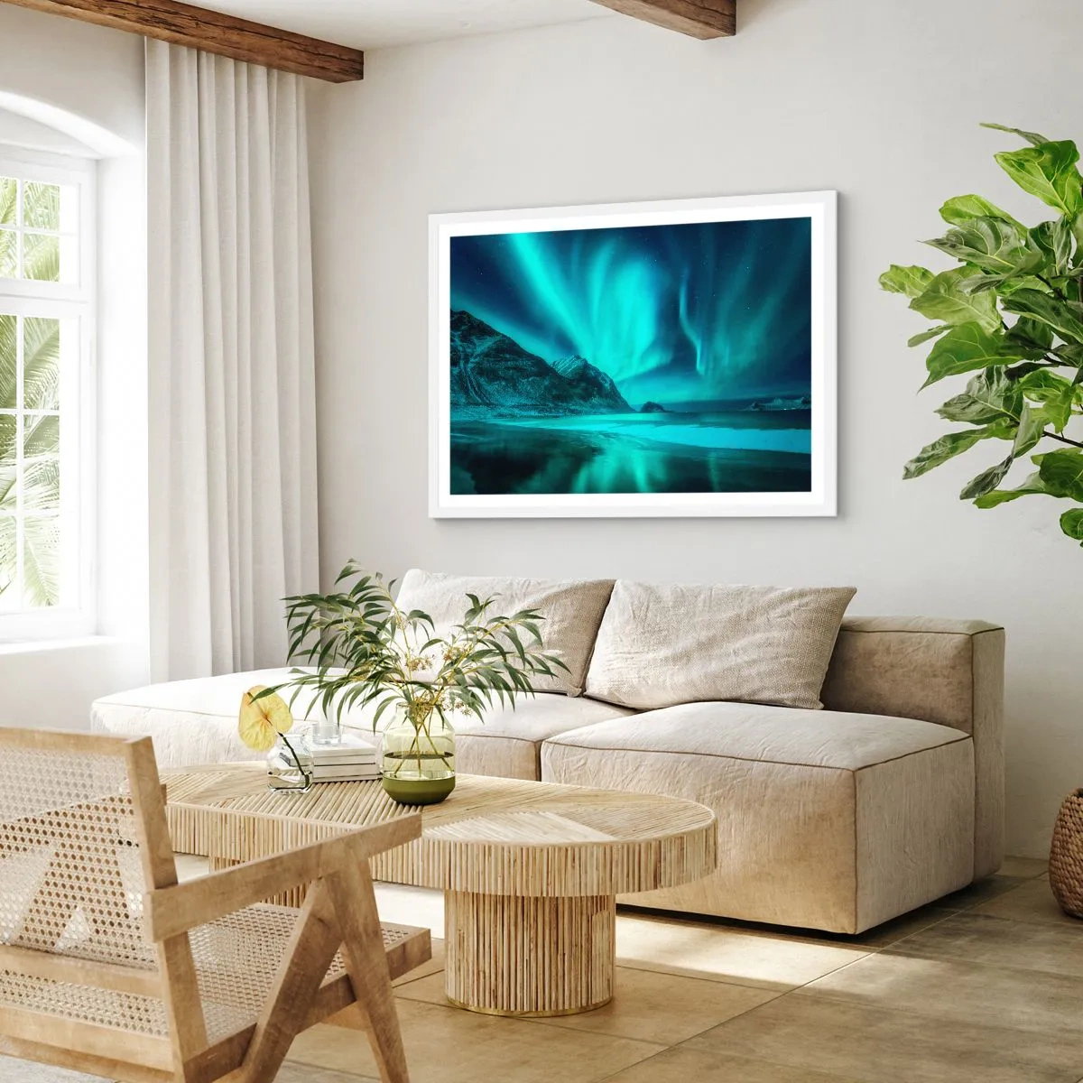 Affiche dans un cadre blanc - Poster - Merveilles du Nord - 91x61 cm