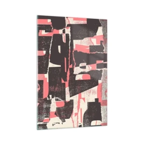 Impression sur verre - Image sur verre - Une composition abstraite dans les tons de rose et de marron. - 70x100cm - Tout ce tapage - Décoration murale moderne pour le salon et la chambre ARTTOR