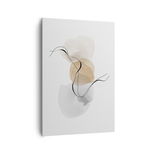 Impression sur toile - Image sur toile - Abstraction minimaliste dans les tons beige et gris - 70x100cm - Perles d'air - Décoration murale moderne pour le salon et la chambre ARTTOR