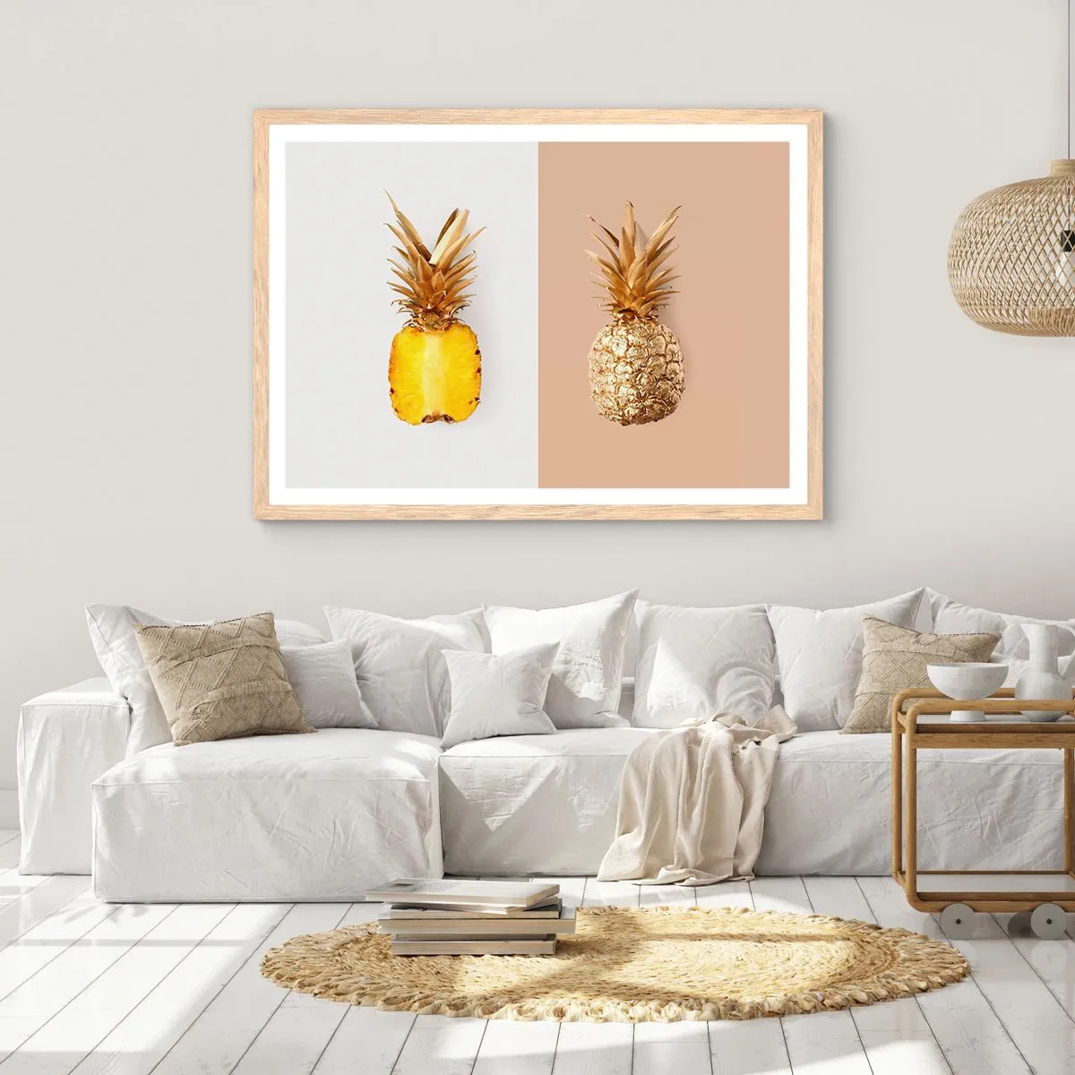 Affiche dans un chêne clair - Poster - Ananas pour nous - 100x70 cm