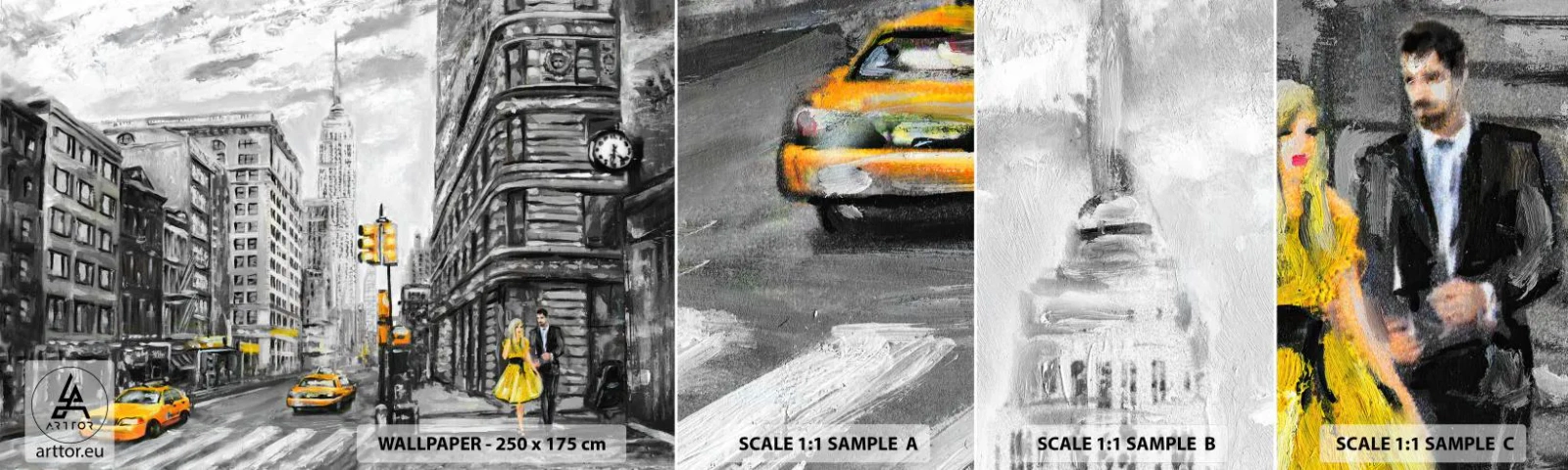 Échantillon de Papier Peint Autocollant Deluxe Sticker - Une histoire new-yorkaise - Ville, New York, Architecture - 100x30 cm