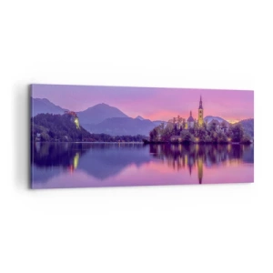 Impression sur toile - Image sur toile - Une île de conte de fées au crépuscule - 100x40 cm