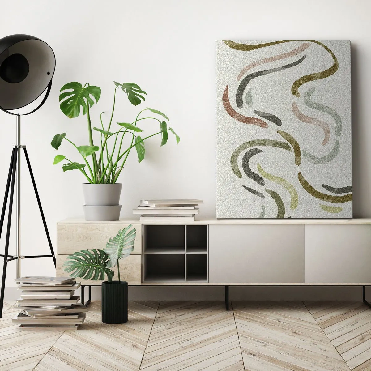 Impression sur toile - Image sur toile - Arcs abstraits aux couleurs pastel - 80x120cm - Une joyeuse danse de l'abstraction - Décoration murale moderne pour le salon et la chambre ARTTOR