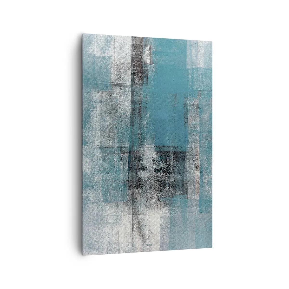 Impression sur toile - Image sur toile - Une composition abstraite dans des tons de bleu avec texture et couches. - 80x120cm - Eau et air - Décoration murale moderne pour le salon et la chambre ARTTOR