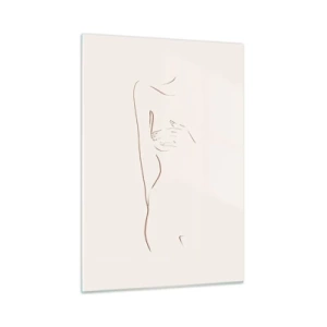Impression sur verre - Image sur verre - Une ligne abstraite représentant le contour d'un corps dans un style délicat et minimaliste. - 50x70cm - La forme du désir - Décoration murale moderne pour le salon et la chambre ARTTOR