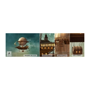 Échantillon de Papier Peint Autocollant Deluxe Sticker - Jules Verne vous salue - Rétro, Voyage, Ballon - 100x30 cm