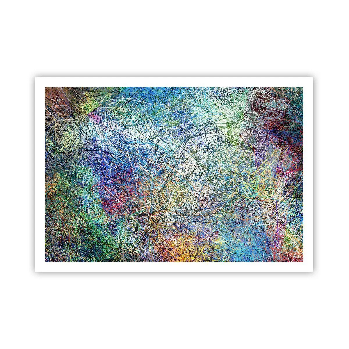 Affiche - Poster - Composition abstraite avec des lignes et des textures multicolores - 100x70cm - Ce n'est pas si simple - Décoration murale moderne pour le salon et la chambre ARTTOR