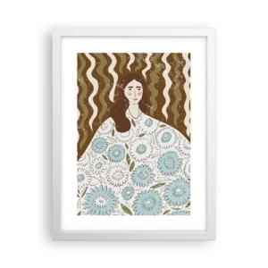 Affiche dans un cadre blanc - Poster - Portrait en robe fleurie - 30x40 cm