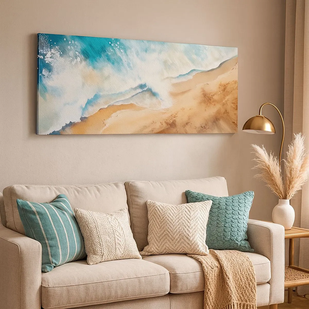Impression sur toile - Image sur toile - La vague qui revient - 100x40 cm