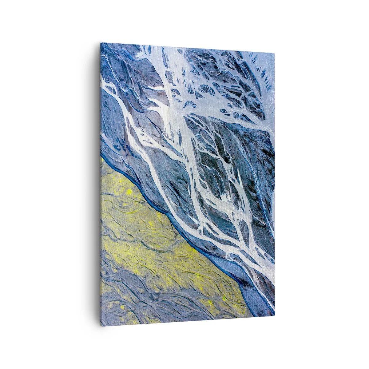 Impression sur toile - Image sur toile - Vue aérienne abstraite des lits de rivières sinueux - 70x100cm - Peintures rupestres de la nature - Décoration murale moderne pour le salon et la chambre ARTTOR