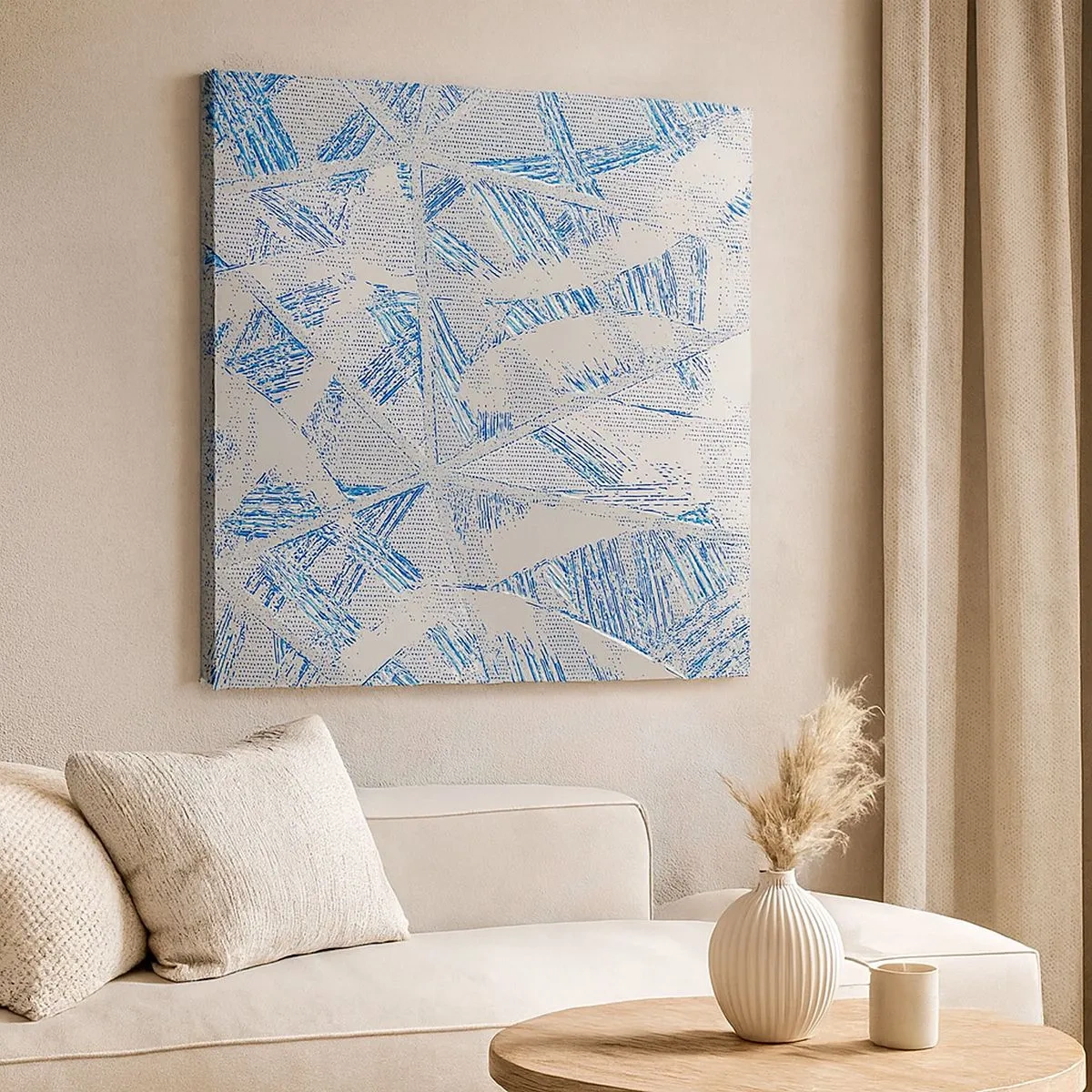 Impression sur toile - Image sur toile - Dans un labyrinthe bleu-gris - 30x30 cm