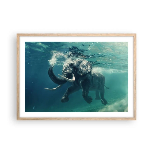 Affiche dans un chêne clair - Poster - Tout le monde aime nager - 70x50 cm