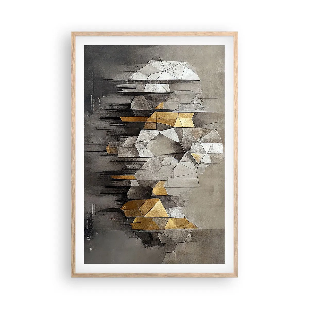 Affiche dans un chêne clair - Poster - Composition de glace et de lumière - 61x91 cm