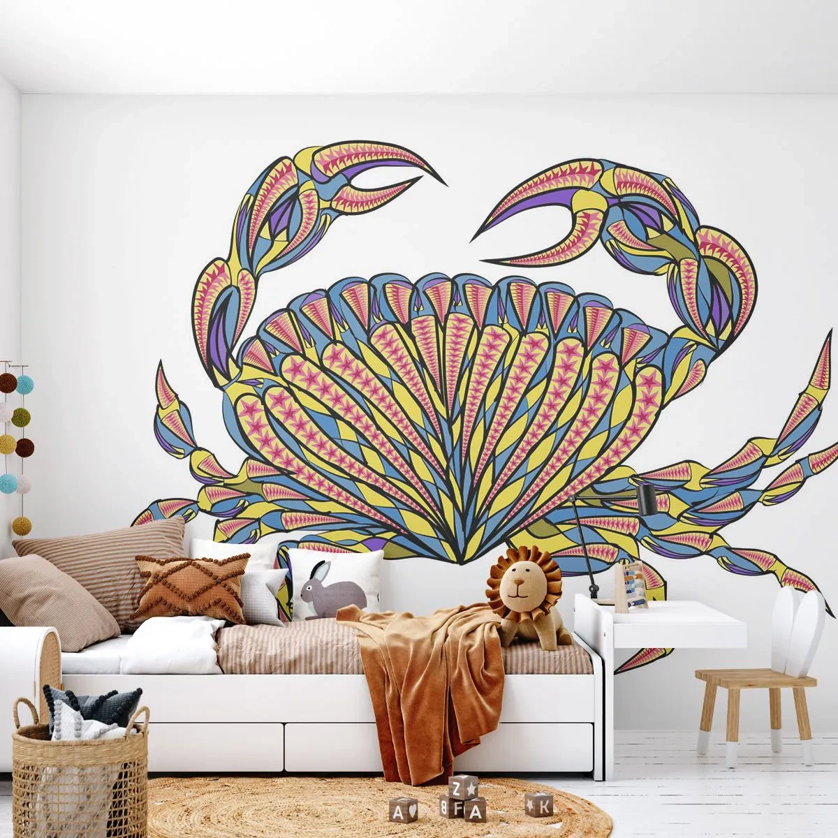 Papier Peint Photo Premium Canvas - Bijoux de la mer - Crabe, Pour les enfants, Graphique - 150x105 cm