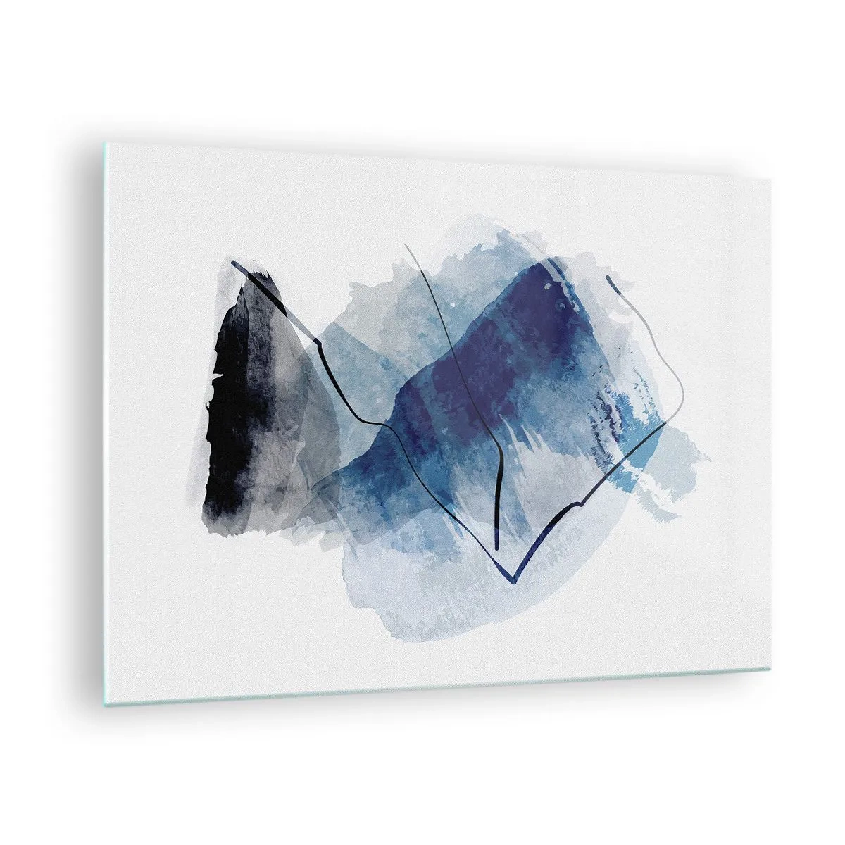 Impression sur verre - Image sur verre - Composition abstraite dans les tons de bleu - 70x50cm - Montagne de glace - Décoration murale moderne pour le salon et la chambre ARTTOR