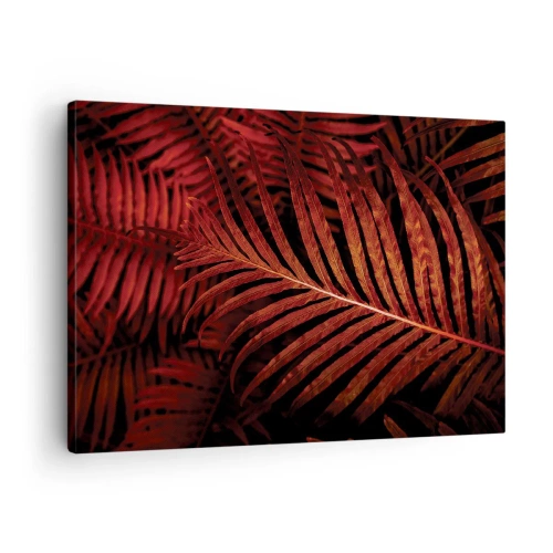Impression sur toile - Image sur toile - Gros plan de feuilles tropicales rouges - 70x50cm - Chaleur de la vie - Décoration murale moderne pour le salon et la chambre ARTTOR