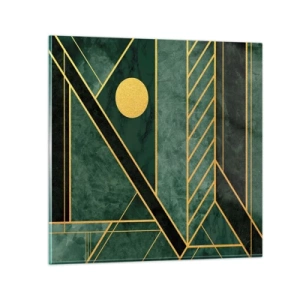 Impression sur verre - Image sur verre - Dynamique or et azur - 60x60 cm