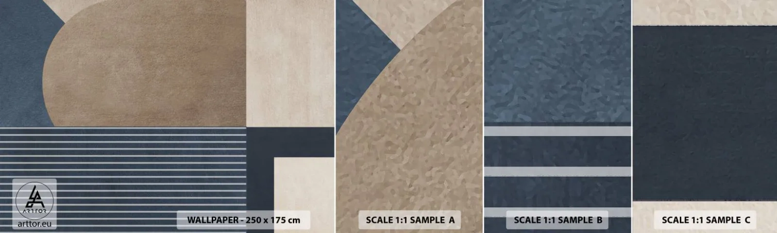 Échantillon de Papier Peint Autocollant Deluxe Sticker - Composition simple et en rondeur - Minimalisme, Abstraction, Morceau - 100x30 cm