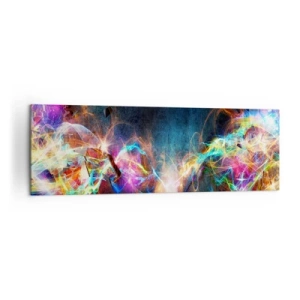 Impression sur toile - Image sur toile - Des éclairs de lumière colorés dans une composition abstraite - 160x50cm - Joyeusement contre l'obscurité - Décoration murale moderne pour le salon et la chambre ARTTOR