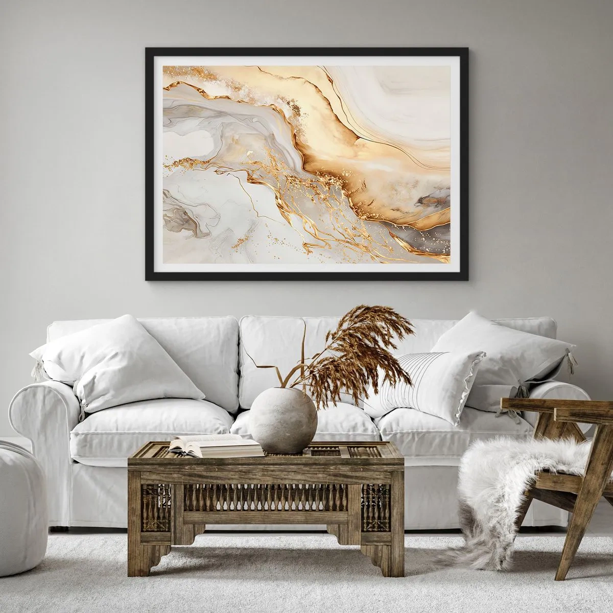 Affiche dans un cadre noir - Poster - Abstraction : beauté et bonté - 91x61 cm