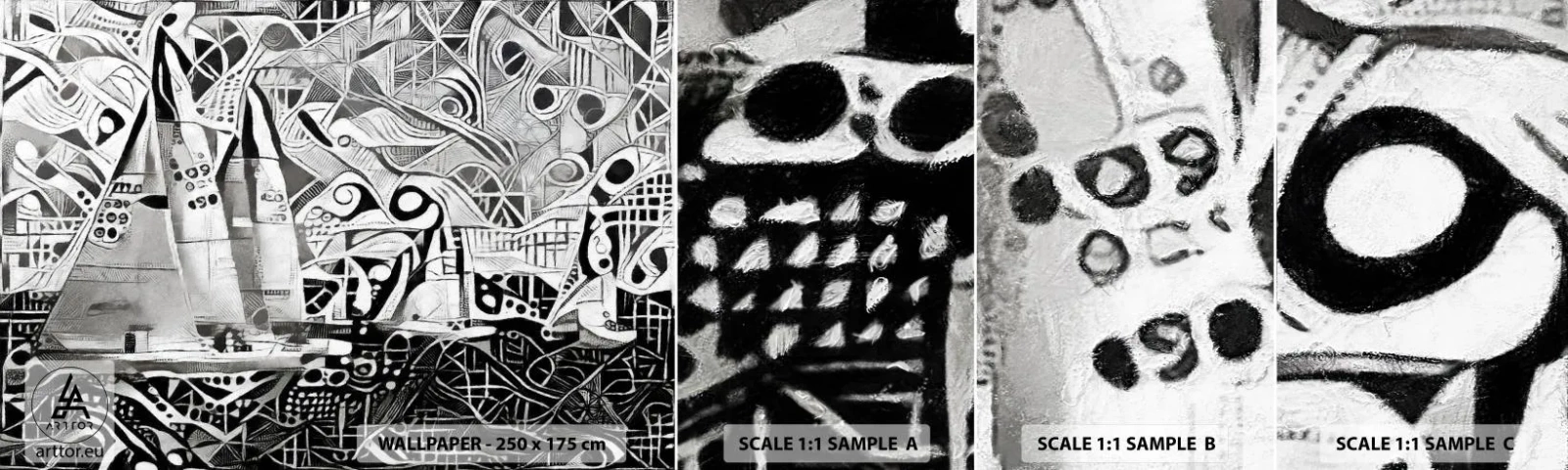 Échantillon de Papier Peint Autocollant Deluxe Sticker - Entre les vagues - voile, Cubisme, Morceau - 100x30 cm