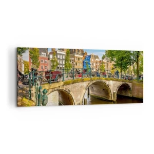 Impression sur toile - Image sur toile - Le printemps sur le canal - 100x40 cm