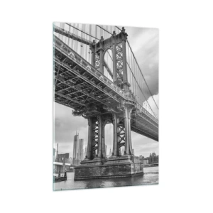 Impression sur verre - Image sur verre - Un pont suspendu dans un décor monochrome - 50x70cm - Au coeur de la ville - Décoration murale moderne pour le salon et la chambre ARTTOR