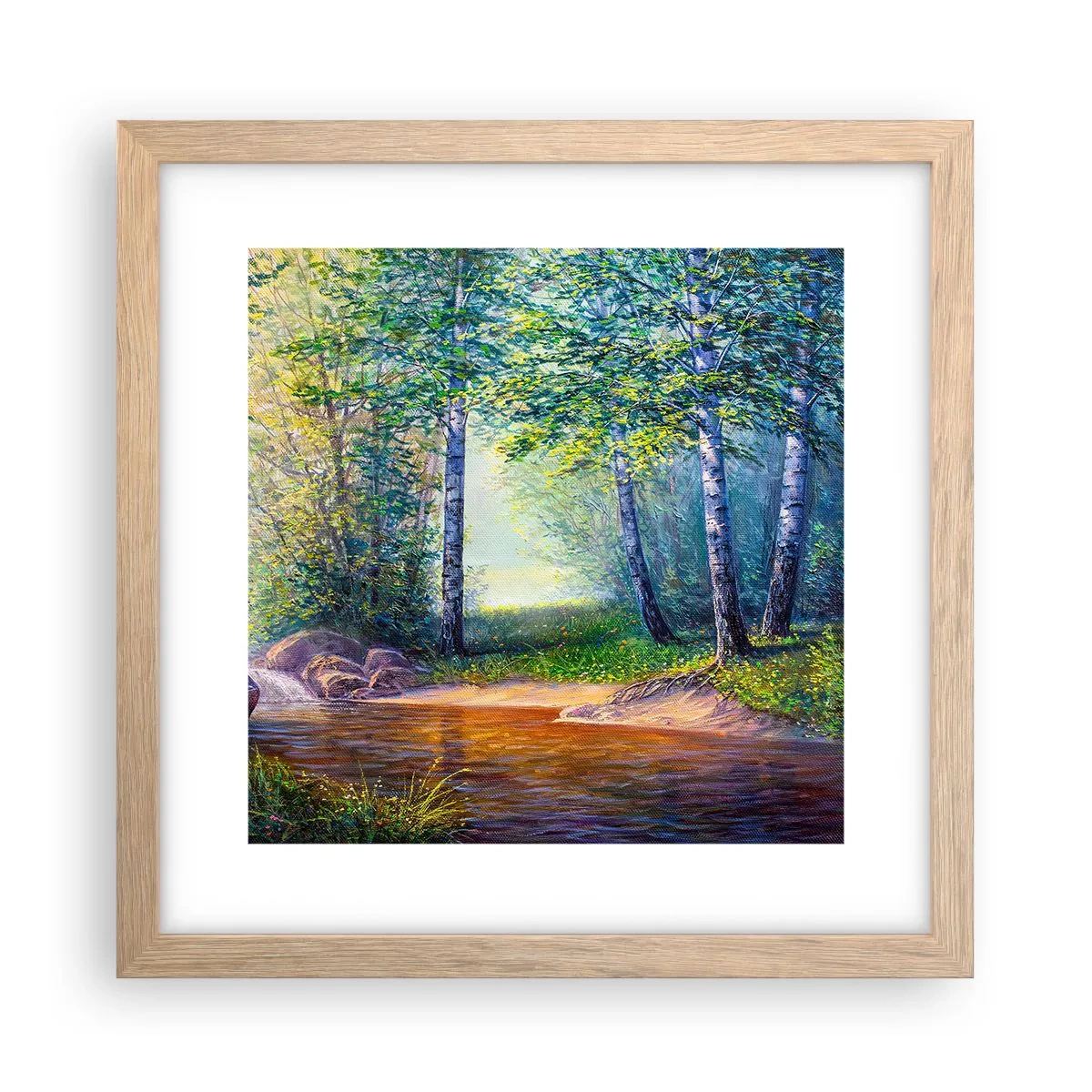 Affiche dans un chêne clair - Poster - Paysage idyllique - 30x30 cm