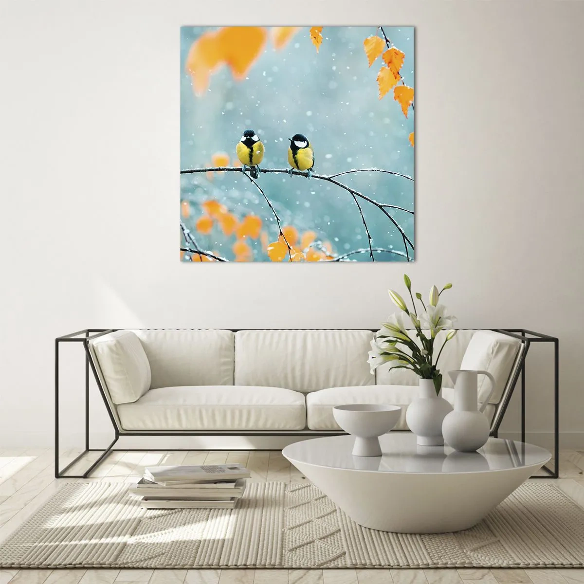 Impression sur verre - Image sur verre - Potins d'oiseaux - 50x50 cm