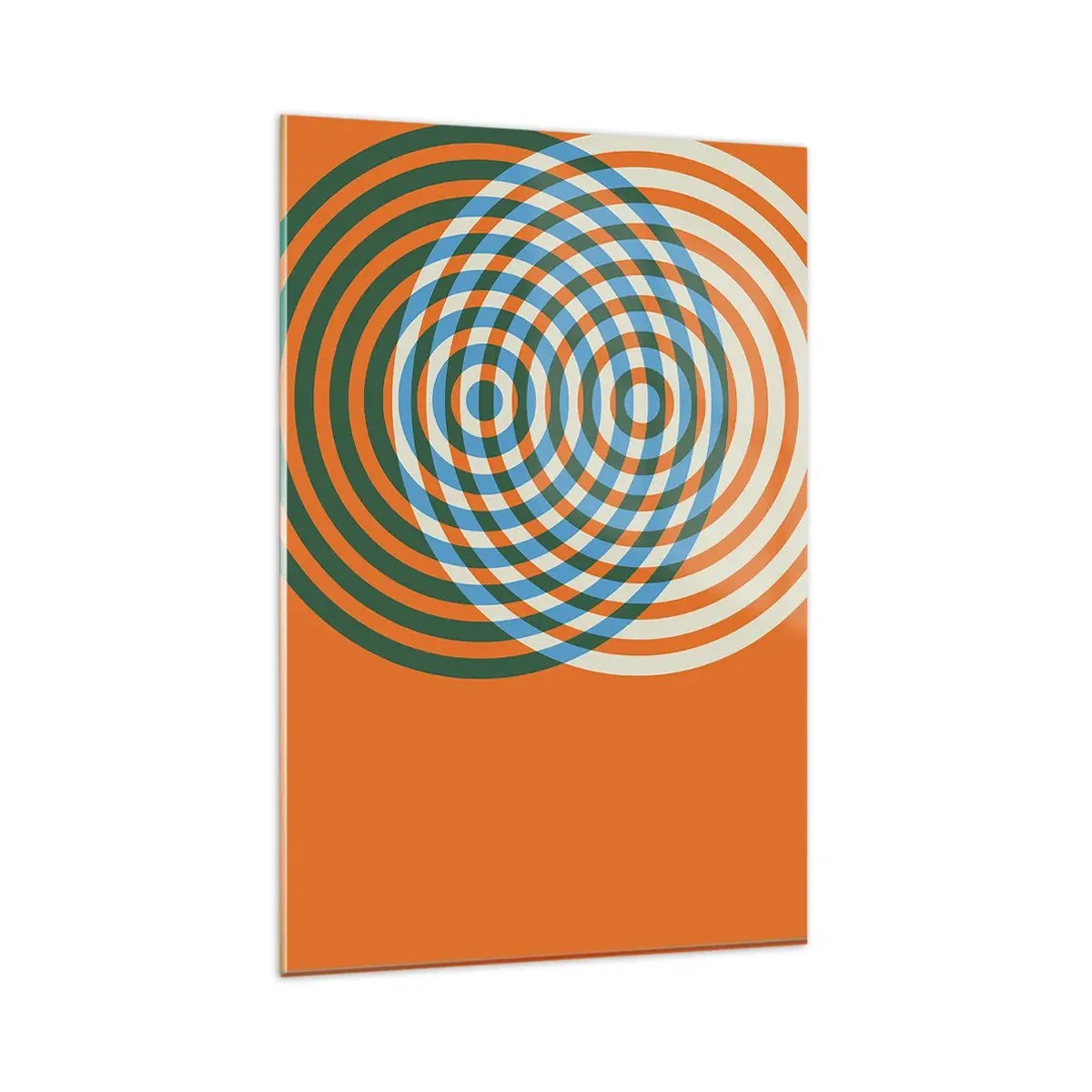 Impression sur verre - Image sur verre - Cercles concentriques sur fond orange - 80x120cm - Variation circulaire abstraite - Décoration murale moderne pour le salon et la chambre ARTTOR
