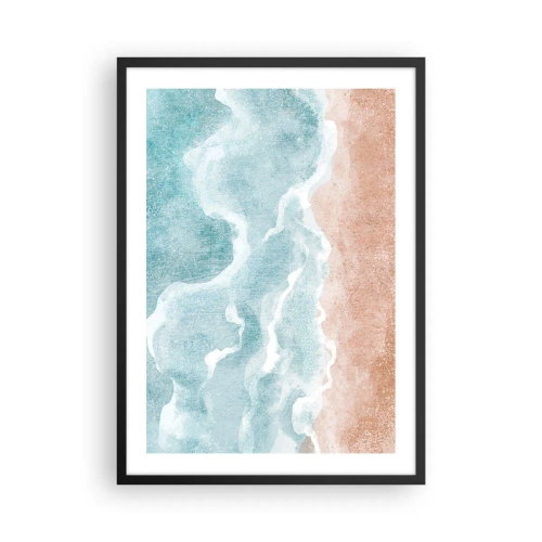 Affiche dans un cadre noir - Poster - Les vagues de l'océan rencontrent la plage de sable - 50x70cm - Abstraction du nuage - Décoration murale moderne pour le salon et la chambre ARTTOR