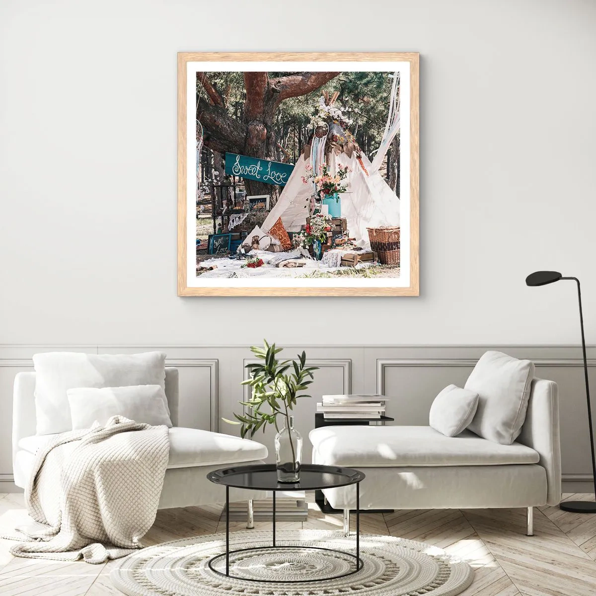 Affiche dans un chêne clair - Poster - Make love… - 30x30 cm