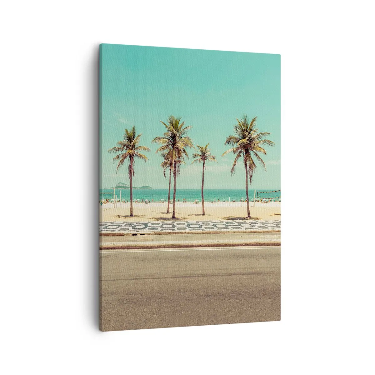 Impression sur toile - Image sur toile - Palmiers sur la plage surplombant la mer et le ciel bleu - 50x70cm - Gardien de plage - Décoration murale moderne pour le salon et la chambre ARTTOR